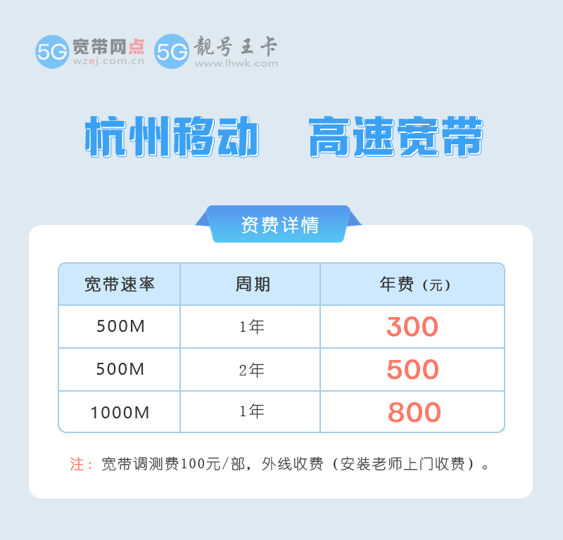 2026年桐庐宽带价格表查询，推荐杭州移动宽带1000M包1年800元